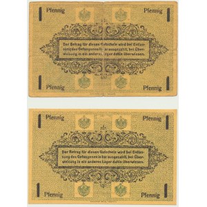 Camp de prisonniers de guerre de Chemnitz, 2 x 1 fenig, rare avec et sans sceau, ensemble de 2.