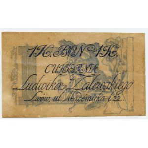 Lviv, Confiserie Ludwik Zalewski, Bon pour 1 couronne (1918), très rare