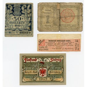 Lot de 4 : notgelds + bon d'intérêt