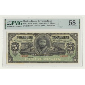 Meksyk, Tamaulipas 5 Pesos 1902