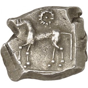 GAULE - CELTIC Rutènes. Drachme au cheval et au fleuron ND (Ier s. av. J.-C.).