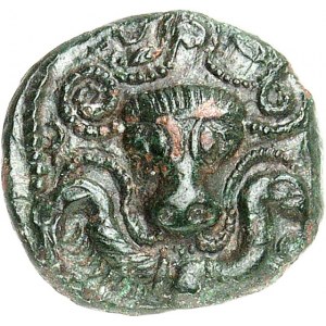 GAULE - CELTIC Ambiens. Bronze type au bucrane, variété inédite au cheval à la roue ND (Ier s. av. J.-C.).