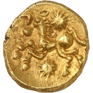 GAULE - CELTIC Bellovaques. Statère à l'astre et au cheval à gauche ND (second tiers du Ier siècle avant J.-C. et Guerre des Gaules).