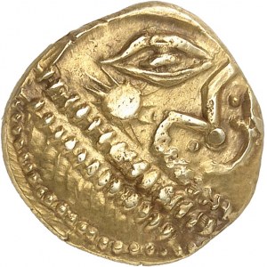 GAULE - CELTIC Bellovaques. Statère à l'astre, var. 2 au cheval à droite ND (second tiers du Ier siècle avant J.-C. et Guerre des Gaules).