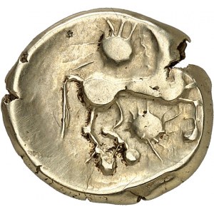 GAULE - CELTIC Bellovaques. Statère à l'astre et au cheval à droite ND (second tiers du Ier siècle avant J.-C. et Guerre des Gaules).