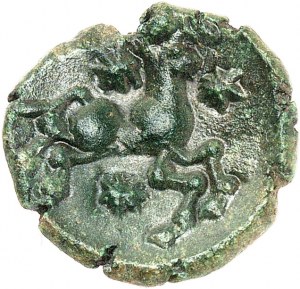GAULE - CELTIC Bellovaques. Class IV bronze with kneeling figure, var. 1 ND (1st c. BC).