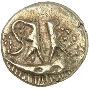 GAULE - CELTIC Grande-Bretagne, Cantiens (Cantii). Quart de statère au bateau et à la ligne brisée ND (fin du IIe - Ier siècle avant J.-C.).