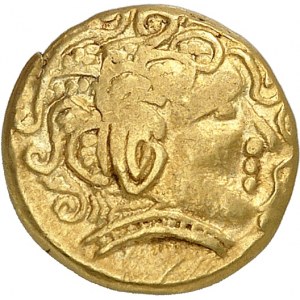 GAULE - CELTIC Normandie (groupe de Normandie). Hémistatère à l’abeille, motifs à droite ND (220-150 av. J.-C.).