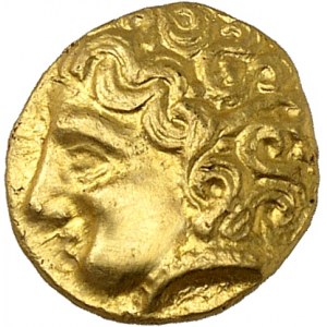 GAULE - CELTIC Belgium / Champagne ?. Quart de statère, imitation de Philippe II ND (IIIe s. av. J.-C.).