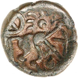 GAULE - CELTIC Nerviens. Bronze au rameau, anépigraphe, revers à la rouelle ND (première moitié du Ier siècle avant J.-C. et Guerre des Gaules).