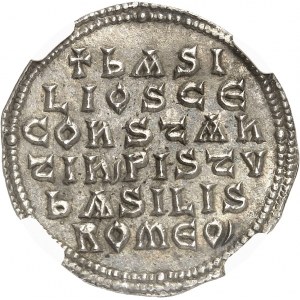 EMPIRE BYZANTIN - BYZANTINE Basile Ier et Constantin (868-879). Miliaresion ND (868-870), Constantinople.