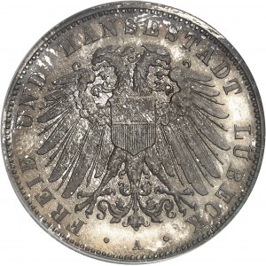 ALLEMAGNE - GERMANY Lübeck (ville libre de). 3 (drei) mark, Flan bruni (PROOF) 1911, A, Berlin.