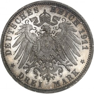 ALLEMAGNE - GERMANY Lübeck (ville libre de). 3 (drei) mark, Flan bruni (PROOF) 1911, A, Berlin.
