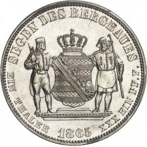 ALLEMAGNE - GERMANY Saxe, Jean Ier (1854-1873). Thaler des mines (ausbeutetaler) 1865, B, Dresde.