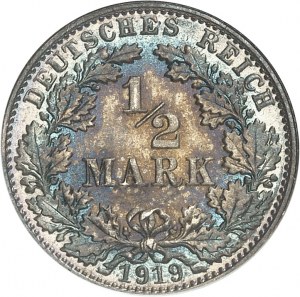 GERMANY - GERMAN Empire (1871-1918). 1/2 mark 1919, E, Muldenhütten.