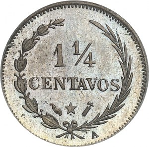 RÉPUBLIQUE DOMINICAINE - DOMINICAN REPUBLIC Dominican Republic (1844 to present). 1 1/4 centavos, Flan bruni (PROOF) 1888, A, Paris.