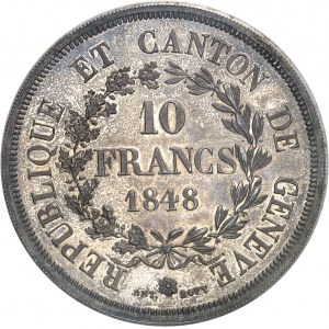SUISSE - SWITZERLAND Genève (canton de). 10 francs (schützentaler) 1851, Genève.