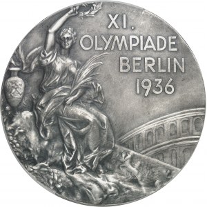 ALLEMAGNE - GERMANY IIIe Reich (1933-1945). Médaille d’argent, XIes Olympiades de Berlin, par G. Cassioli, Frappe spéciale (SP) 1936, Pforzheim (B. H. Mayer).