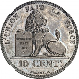 BELGIUM - BELGIUM Leopold I (1831-1865). Proof of 10 centimes with lion, silver 1832, Brussels.