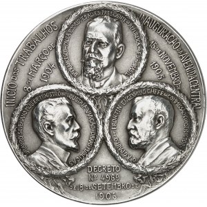 BRÉSIL - BRAZIL République du Brésil (1889-1930). Médaille, construction de l’avenue centrale de Buenos Aires, par A. G. Girardet 1903, Paris.