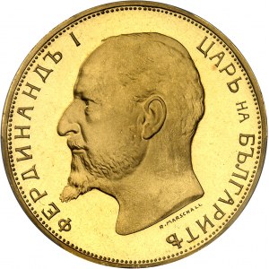 BULGARIE - BULGARIA Ferdinand Ier (1887-1918). 100 leva, commémoration de l’indépendance, refrappe moderne, Flan bruni (PROOF) 1912, Sofia.