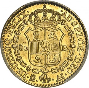 SPAIN - SPAIN Joseph Napoleon (1808-1813). 80 reales, 2nd type 1811 AI, M crowned, Madrid.