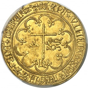 FRANCÚZSKO / CAPÉTIENS - FRANCÚZSKO / KRÁĽOVSKÝ Henrich VI. anglický (1422-1453). Zlatý pozdrav 2. emisie ND (1433-1444), leopard, Rouen.