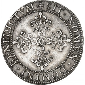 FRANCE / CAPÉTIENS - FRANCE / ROYAL Charles X (1589-1594). Franc à l’effigie couronnée, 2e type ou essai du franc à l’effigie couronnée 1590, A, Paris.