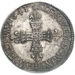FRANCE / CAPÉTIENS - FRANCE / ROYAL Louis XIII (1610-1643). Quart d’écu, 1er type, avec l’écu de face 1643, G, Poitiers.