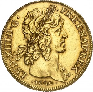FRANCE / CAPÉTIENS - FRANCE / ROYAL Louis XIII (1610-1643). Essai de dix louis d’or (100 livres) à la tête laurée 1640, A, Paris.