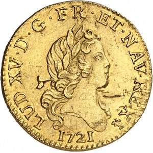 FRANCE / CAPÉTIENS - FRANCE / ROYAL Louis XV (1715-1774). Demi-louis d’or aux 2 L, flan neuf 1721, D, Lyon.