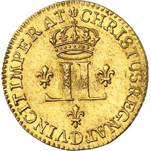 FRANCE / CAPÉTIENS - FRANCE / ROYAL Louis XV (1715-1774). Demi-louis d’or aux 2 L, flan neuf 1721, D, Lyon.
