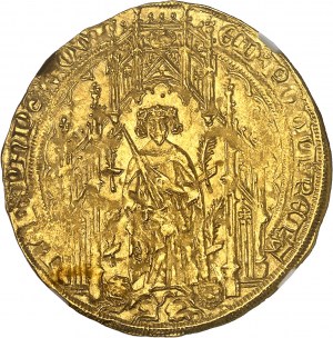 FRANCE / FÉODALES - FRANCE / FEUDAL Aquitaine, Edward IV, the Black Prince (1362-1372). Pavillon d'or or noble guyennois à la rose, 1st ND issue (1362-1372), B, Bordeaux.