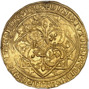 FRANCE / FÉODALES - FRANCE / FEUDAL Aquitaine, Edward IV, the Black Prince (1362-1372). Pavillon d'or or noble guyennois à la rose, 1st ND issue (1362-1372), B, Bordeaux.