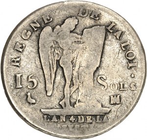 FRANCIE / CAPÉTIENS - FRANCIE / KRÁLOVSKÁ ústava (1791-1792). 15 sols FRANÇAIS 1792 - 4. ročník, MA, Marseille.