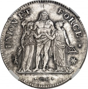 FRANCE - FRANCE Consulate (1799-1804). 5 francs Union et Force An 11 (1803), MA, Marseille.