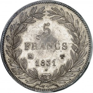 FRANCE - FRANCE Louis-Philippe Ier (1830-1848). 5 francs tête nue, tranche en creux 1831, MA, Marseille.