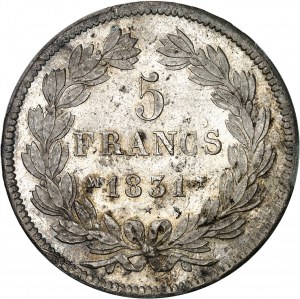 FRANCE - FRANCE Louis-Philippe Ier (1830-1848). 5 francs Domard, tranche en relief 1831, MA, Marseille.
