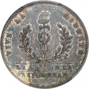 FRANCE - FRANCE Convention (1792-1795). Essai au module de 2 sols au caducée par Brézin, Frappe spéciale (SP) 1792 - An I, Paris.