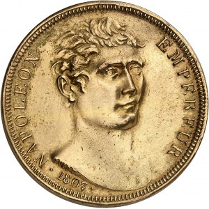 FRANCE - FRANCE Premier Empire / Napoléon Ier (1804-1814). Essai en bronze doré au module de 100 francs 1807, par Vassallo, Frappe spéciale (SP) 1807 (1841-1842), Paris.