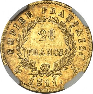 FRANCE - FRANCE First Empire / Napoleon I (1804-1814). 20 francs Empire, medal strike 1811, A, Paris.