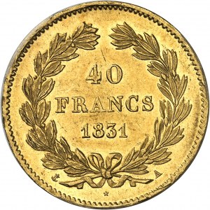 FRANCE - FRANCE Louis-Philippe Ier (1830-1848). 40 francs tête laurée 1831, A, Paris.