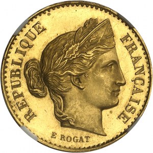 FRANCE - FRANCE IIe République (1848-1852). Essai de 20 francs en Or, concours de 1848, par Rogat, Flan bruni (PROOF) 1848, Paris.