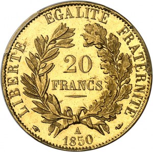 FRANCE - FRANCE IIe République (1848-1852). 20 francs Cérès, Flan bruni (PROOFLIKE) 1850, A, Paris.
