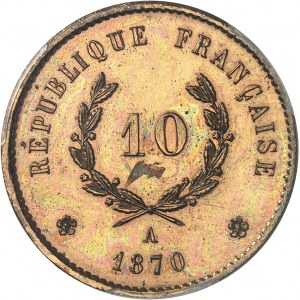 FRANCE - FRANCE Gouvernement de Défense Nationale (1870-1871). 10 centimes au ballon, Frappe spéciale (SP) 1870, A, Paris.