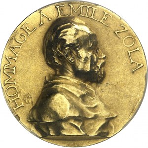 FRANCE - FRANCE IIIe République (1870-1940). Médaille d’Or, hommage à Émile Zola, par A.-L.-M. Charpentier, Frappe spéciale (SP) ND (c.1899), Paris.