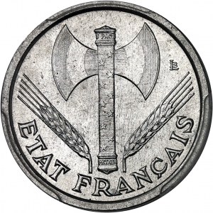 FRANCE - FRANCE État Français (1940-1944). Présérie de 1 franc Bazor, avec croix sur les besants autour de PATRIE, Frappe spéciale (SP) 1942, Paris.
