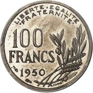 FRANCE - FRANCE IVe République (1947-1958). Présérie de 100 francs Cochet, sans ESSAI 1950, Paris.