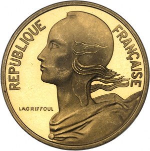 FRANKREICH - FRANKREICH Fünfte Republik (1958 bis heute). 10-Cent-Piéfort Marianne aus Gold, gebräunter Zuschnitt (PROOF) 1973, Paris.