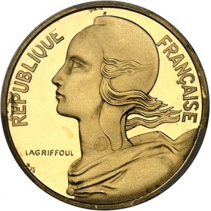 FRANCE - FRANCE Ve République (1958 à nos jours). Piéfort de 10 centimes Marianne en or, Frappe spéciale (SP) 1980, Pessac.
